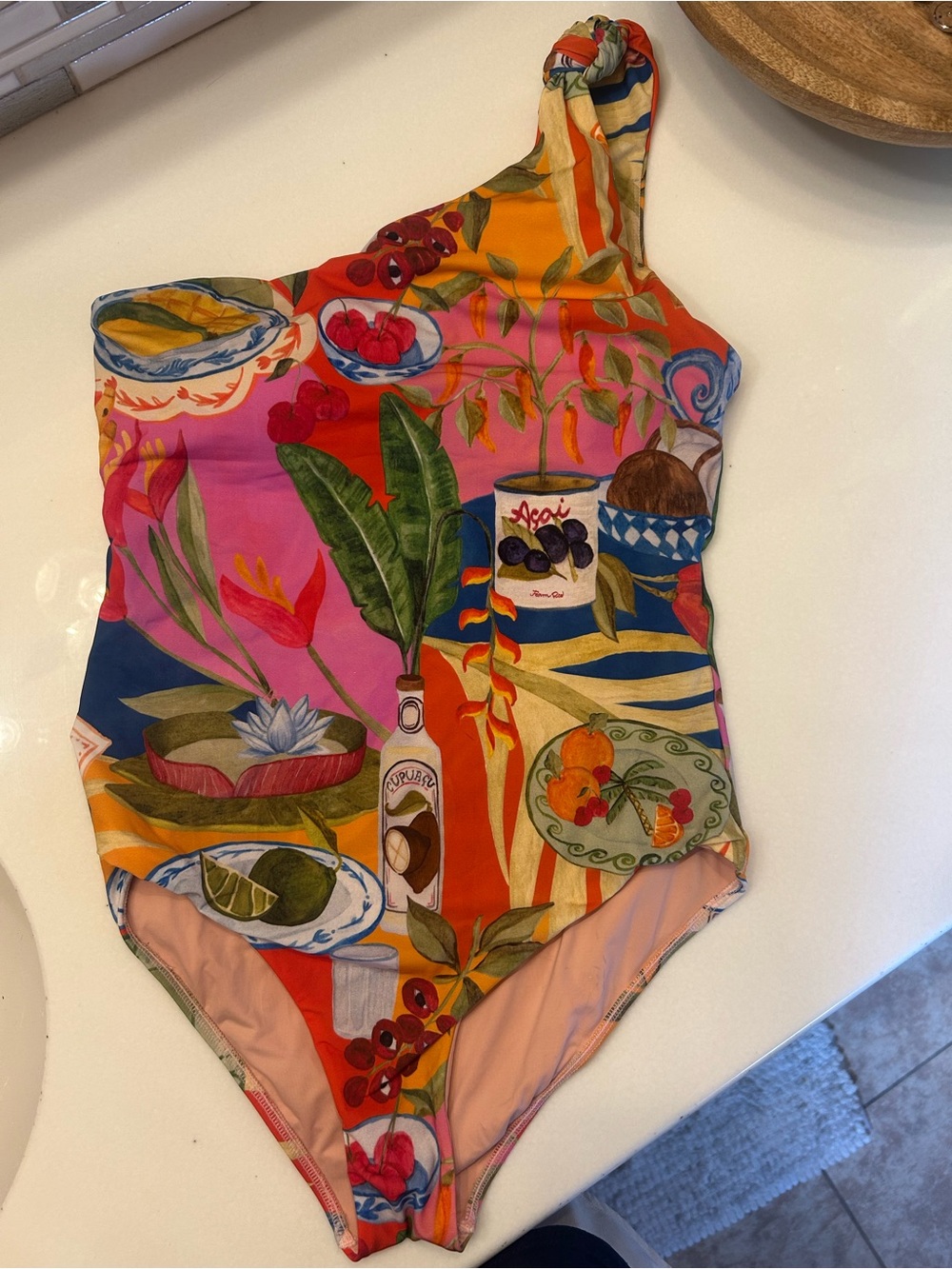 Farm Rio - One Shoulder Tropical Print Swimsuit